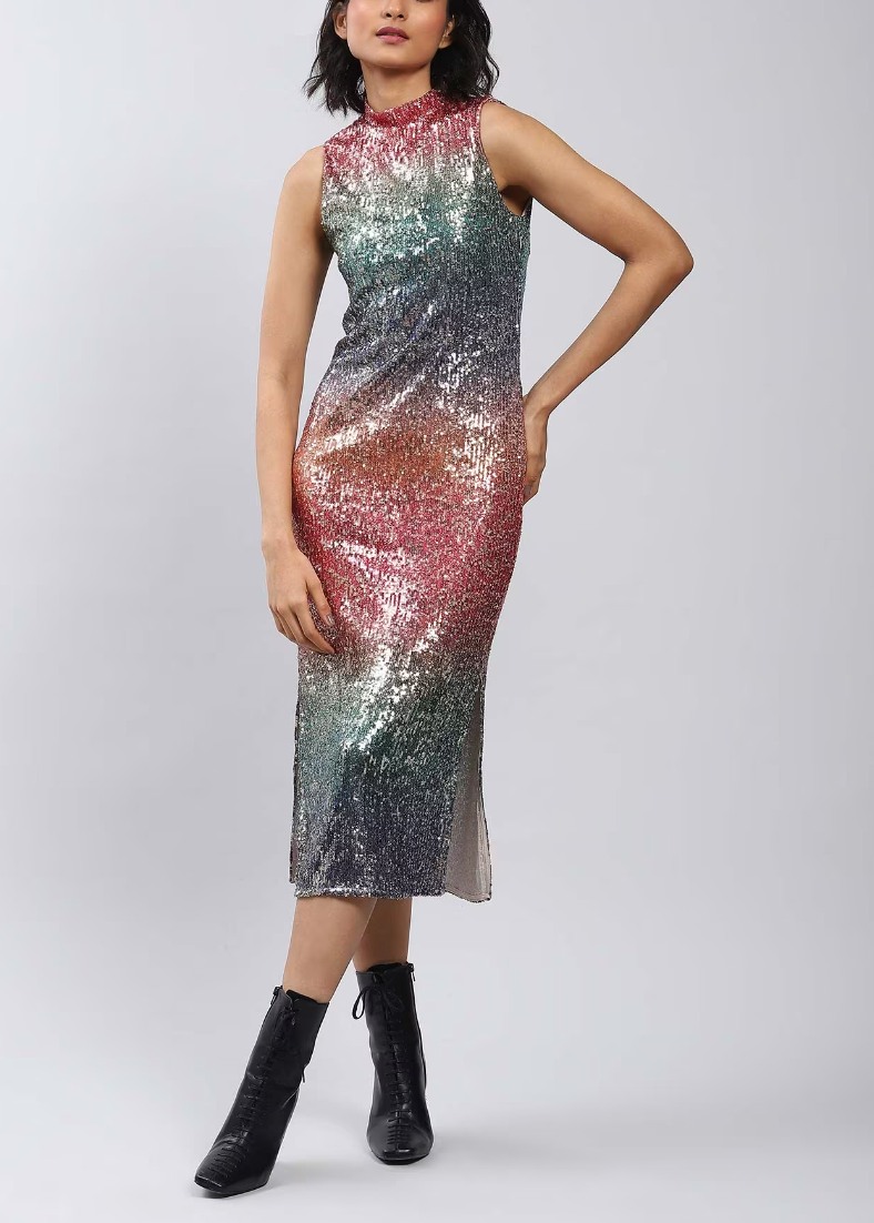 multicolor glitter dress Malia Mini Dress in Dragon Fruit Sequin main image 0
